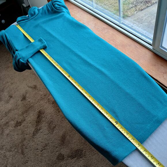 Benson & Smith Vintage 80s Green Maxi Sweater Dress sz 7 shoulder pads mock neck - Picture 12 of 16